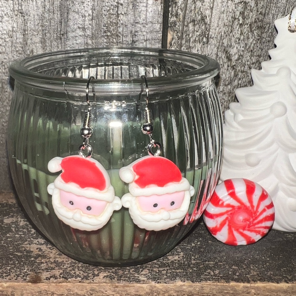 Santa Claus Earrings - Festive Red and White